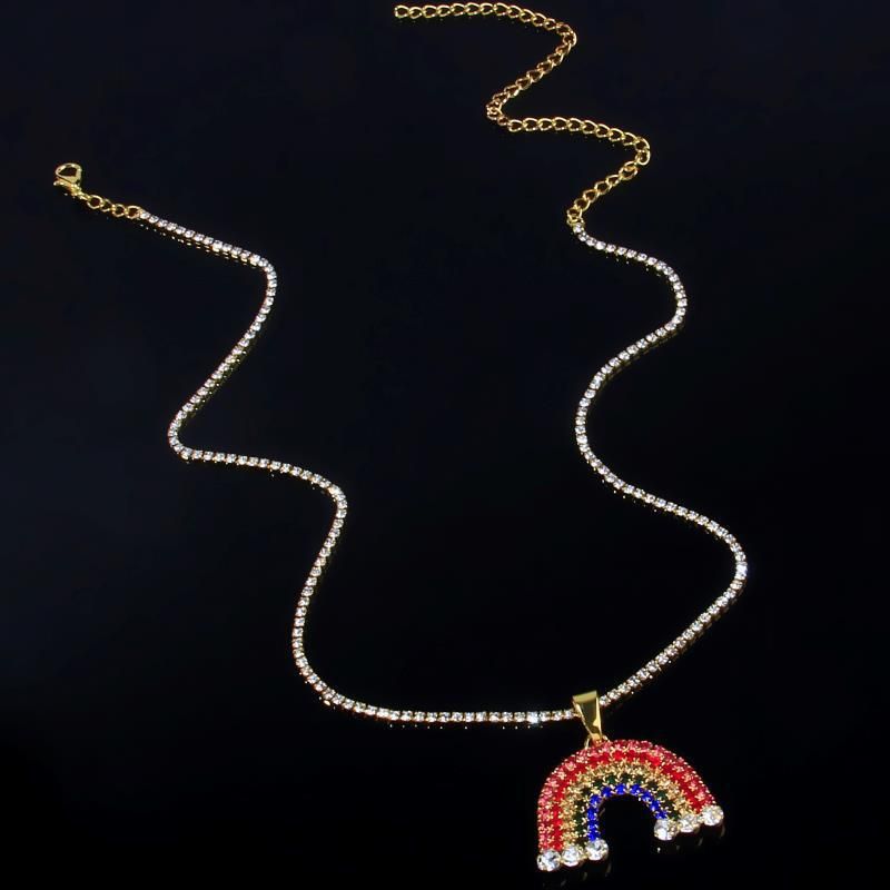 INS Diamond-encrusted Rainbow Necklace Women's Simple Niche Elegant Cloud Image Clavicle Chain Pendant Jewelry_ipsvogv.com