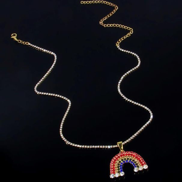 INS Diamond-encrusted Rainbow Necklace Women's Simple Niche Elegant Cloud Image Clavicle Chain Pendant Jewelry_ipsvogv.com