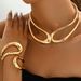 Light luxury style women's double-layer circle metal necklace, niche electroplated geometric design bracelet jewelry_ipsvogv.com