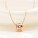 Fashionable Three Ring Roman Numerals Women's Titanium Steel Necklace With Letters, Mud Rose Gold Inlaid Diamonds,_ipsvogv.com