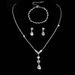 Elegant Bridal Jewelry Set - Zircon Claw Chain Necklace, Earrings & Bracelet (Wedding Celebration Accessories, Simple & Stylish Design)_ipsvogv.com