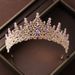 Crown headdress necklace earrings champagne vintage purple diamond birthday crown hair accessories bride wedding dress three piece suit_ipsvogv.com