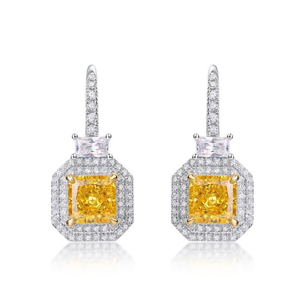 Square Ice Flower Cut High Carbon Diamond Earrings S925 Silver Earrings For Women_ipsvogv.com