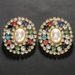 Popular Colored Diamond Oval Pearl Ear Clips European And American High-end Geometric Earrings Accessories Earrings_ipsvogv.com