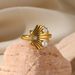 Elegant Pearl Studded Diamond Opening Stainless Steel Set For Women, French Style Non Fading Ring, Fashionable Index_ipsvogv.com
