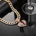 Street 3D Full Diamond Love New Product Alloy Broken Heart Droplet Oil Pendant Cuban Chain Necklace_ipsvogv.com