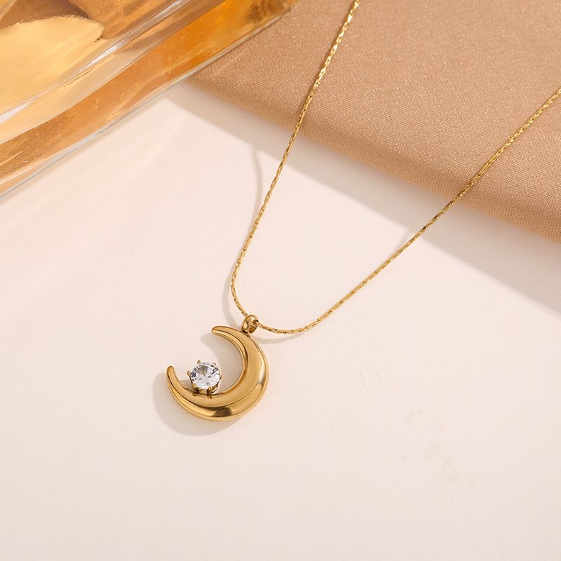 Starry Moon, Little Crescent Claw Diamond, Light Luxury Necklace For Women, Colorless Clavicle Chain, Niche Design,_ipsvogv.com
