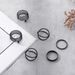 New Minimalist Gun Black Circle Cross Layered 6-piece Set Ring_ipsvogv.com