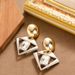 Fashionable Exaggerated Glass Crystal Geometric With Feminine Temperament, Versatile And Simple Silver Needle Earrings_ipsvogv.com