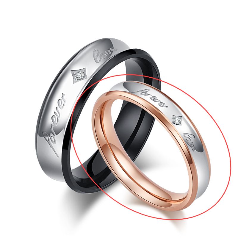 Titanium steel couple rings classic couple rings rose gold couple jewelry_ipsvogv.com