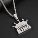 Rapper Jewelry Men's Hip Hop Full Diamond Crown Letter Pendant Fried Dough Twists Necklace Fashion Brand_ipsvogv.com