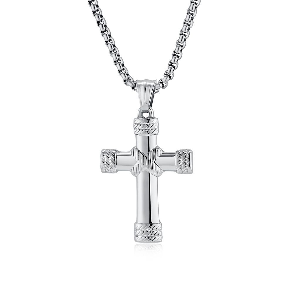 Simple knot stainless steel cross necklace does not fade titanium steel pendant Cross pendant_ipsvogv.com