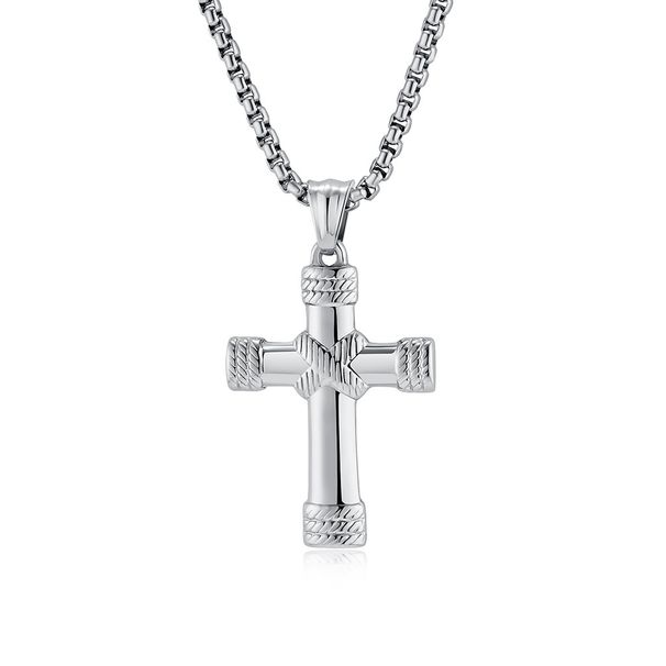 Simple knot stainless steel cross necklace does not fade titanium steel pendant Cross pendant_ipsvogv.com