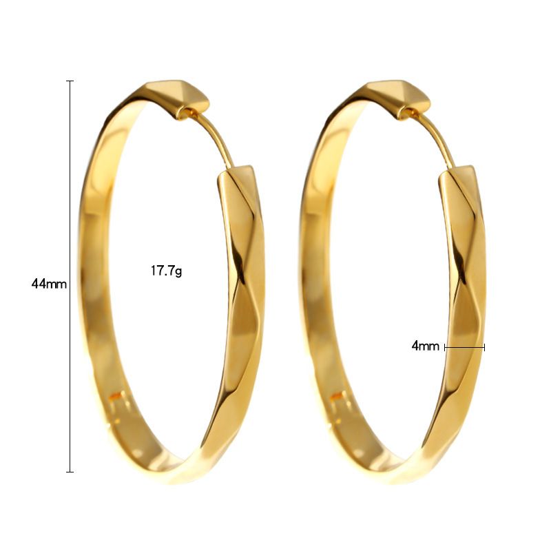 S925 Sterling Silver Niche Design Big Ear Ring Cut Face Ear Buckle Fashionable Style Distinctive Blogger Earrings Earrings_ipsvogv.com