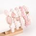 Round Beads Natural Stone Bracelets Pink And White Set Elastic Beads Adjustable_ipsvogv.com