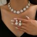 Women’s Jewelry Set Fashion Fashionable Bridal Suits Wedding Jewelry Necklace Earrings Bracelet Ring Round Simple Suit Dress Accessories_ipsvogv.com