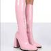 Women's Cowboy Boots new pointed toe thick heel bright leather high heel long boots for women side zipper solid color knight boots_ipsvogv.com