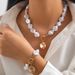 Baroque Pearl Bead Collarbone Women's French OT Buckle Heart Pendant Necklace_ipsvogv.com