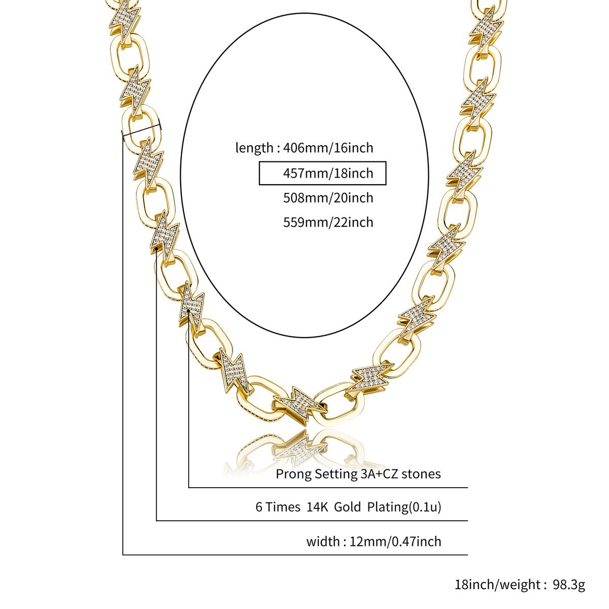 Hip Hop Full Zirconium Lightning Pendant Necklace Same Style Earring Combination Set Personality Trend Matching_ipsvogv.com