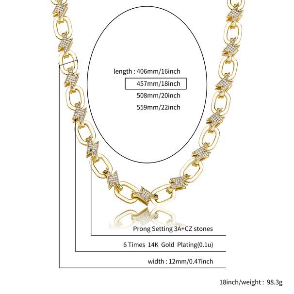 Hip Hop Full Zirconium Lightning Pendant Necklace Same Style Earring Combination Set Personality Trend Matching_ipsvogv.com