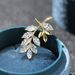 Sun Cloud Summer Diamonds Double Leaf Branch Pins with Gold Plated Stones, Simple Anti Shining Bracelet for Women's Accessories_ipsvogv.com