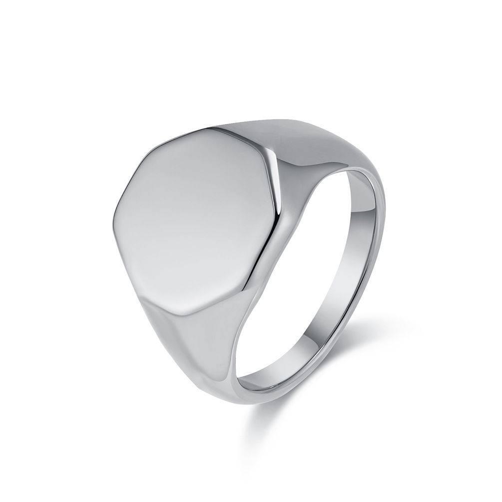 INS cold neutral style hexagonal seal titanium steel ring ring for men and women simple glossy high grade geometric design_ipsvogv.com