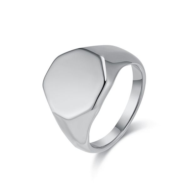 INS cold neutral style hexagonal seal titanium steel ring ring for men and women simple glossy high grade geometric design_ipsvogv.com