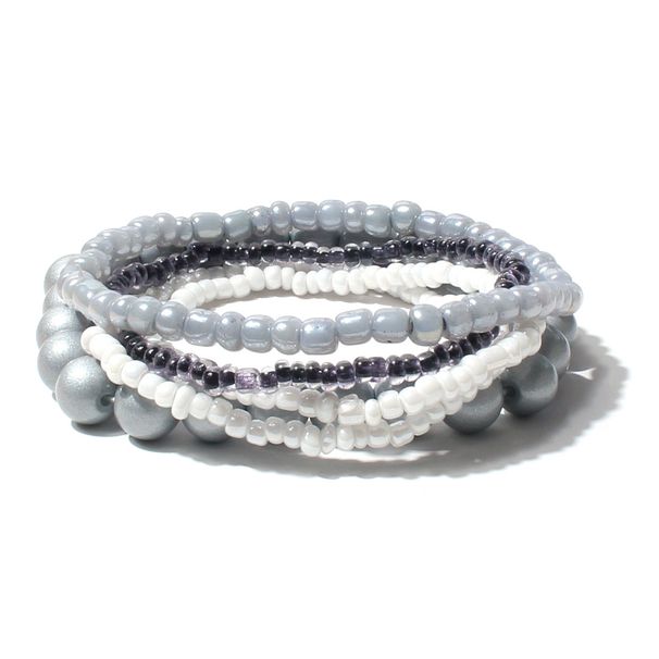Bohemian Style Beaded Bracelet Fashionable Multi Layer Rice Bead Mixed Color Elastic Bracelet Jewelry_ipsvogv.com