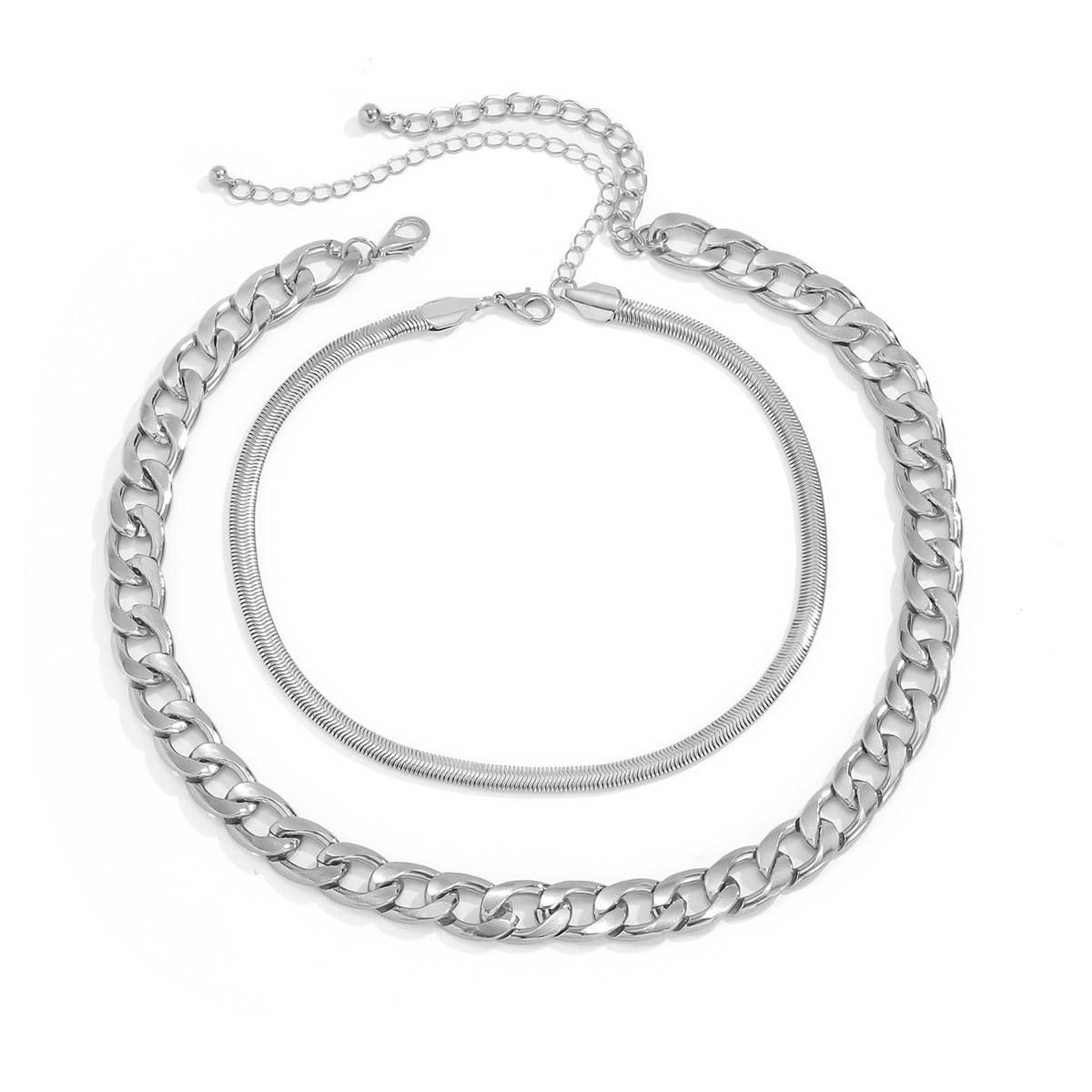 Jewelry Punk Metal Texture Snake Bone Chain Set Necklace Hip Hop Thick Chain Hollow Necklace For Women_ipsvogv.com