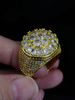 Hip Hop Trendy Copper Material, Real Gold, Electroplated Flower Diamond, Men's Ring, Personalized Accessory_ipsvogv.com