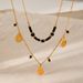 Double Layer Obsidian Natural Stone Water Drop Pendant Necklace Fashionable And Versatile Gold Plated Clavicle Chain Stainless Steel Necklace_ipsvogv.com