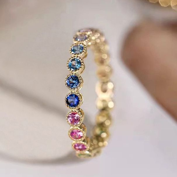 Cao Shi's Simple And Colorful Ring With Exquisite Zircon Inlay For Women, Daily Sweet Jewelry_ipsvogv.com
