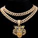 Ice Out Lion Tiger Head Handmade Custom For Men Micro-inlaid Hip Hop Big Pendant Men's Necklace_ipsvogv.com