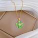 】 Green 【 Lucky Grass Light Luxury Charm Gorgeous Full Diamond Necklace Women's Versatile Clavicle Chain Titanium Steel 【 】_ipsvogv.com