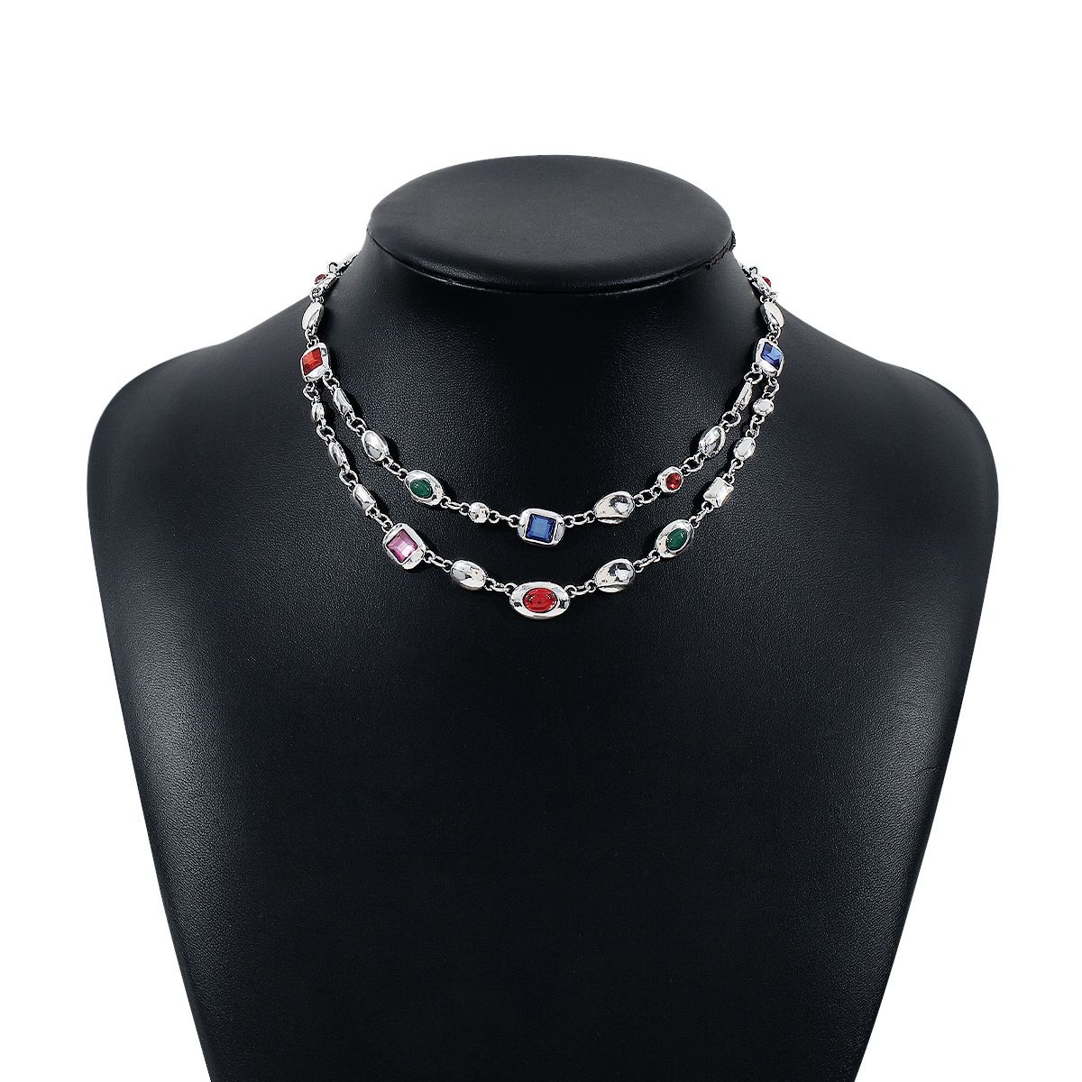 N11637 Medieval Trendy Ethnic Style Double layered Necklace with Diamonds, Light Luxury and Exquisite Girl Feeling, Made_ipsvogv.com