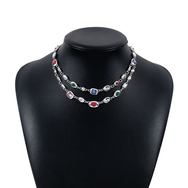 N11637 Medieval Trendy Ethnic Style Double layered Necklace with Diamonds, Light Luxury and Exquisite Girl Feeling, Made_ipsvogv.com