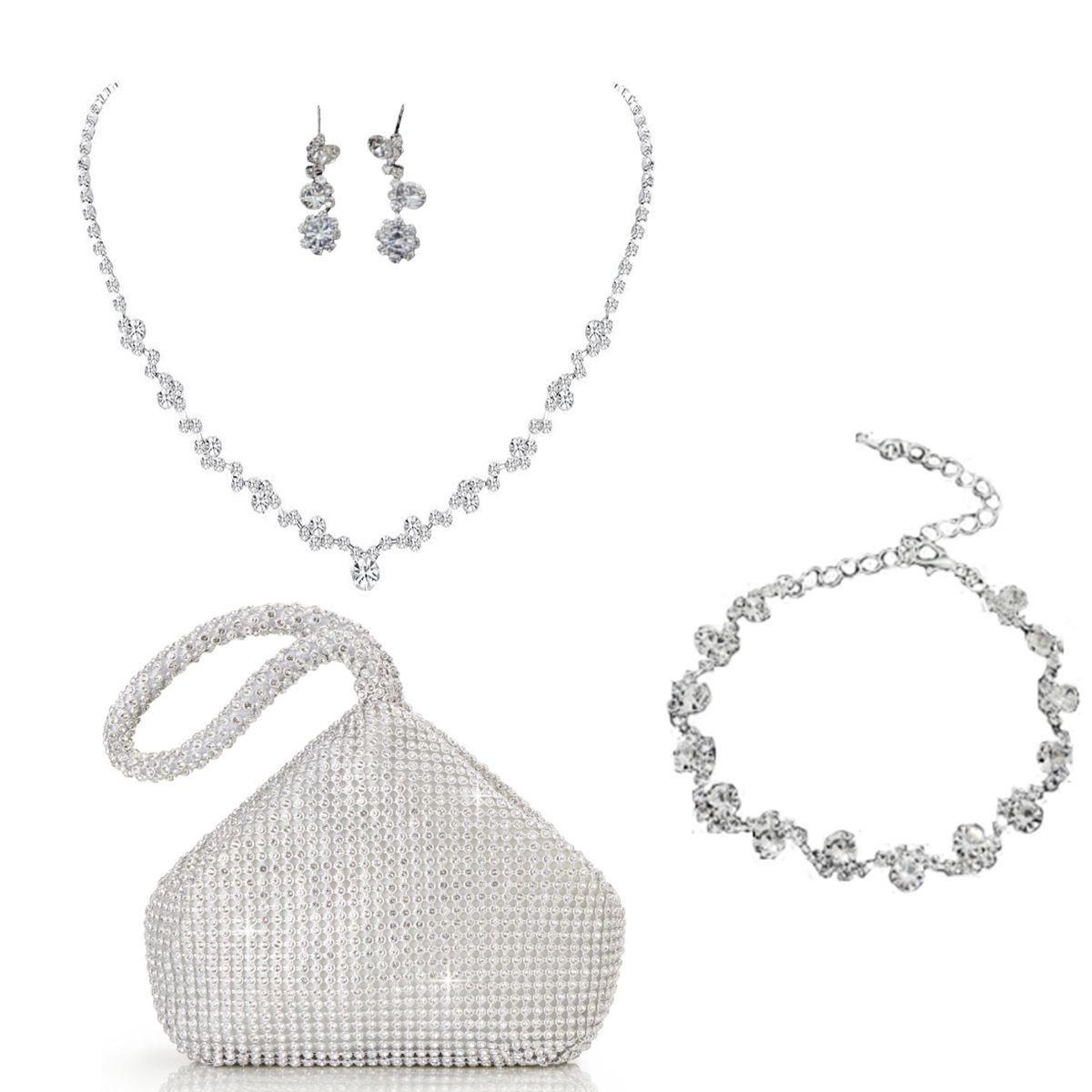 Evening bag nightclub party super flash accessories fashion high end diamond earrings necklace bracelet set_ipsvogv.com