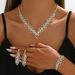 Jewelry Rhinestone Necklace Earrings Bracelet Three-Piece Set Bride Wedding Evening Party Accessories_ipsvogv.com