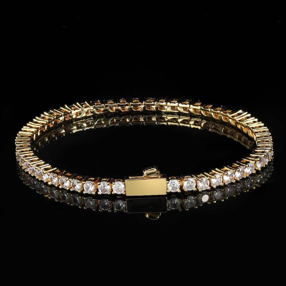 Men's Jewelry Hip Hop Spring Buckle Zircon Tennis Bracelet Jewelry Trendy Brand Personality Single Row Diamond Bracelet_ipsvogv.com
