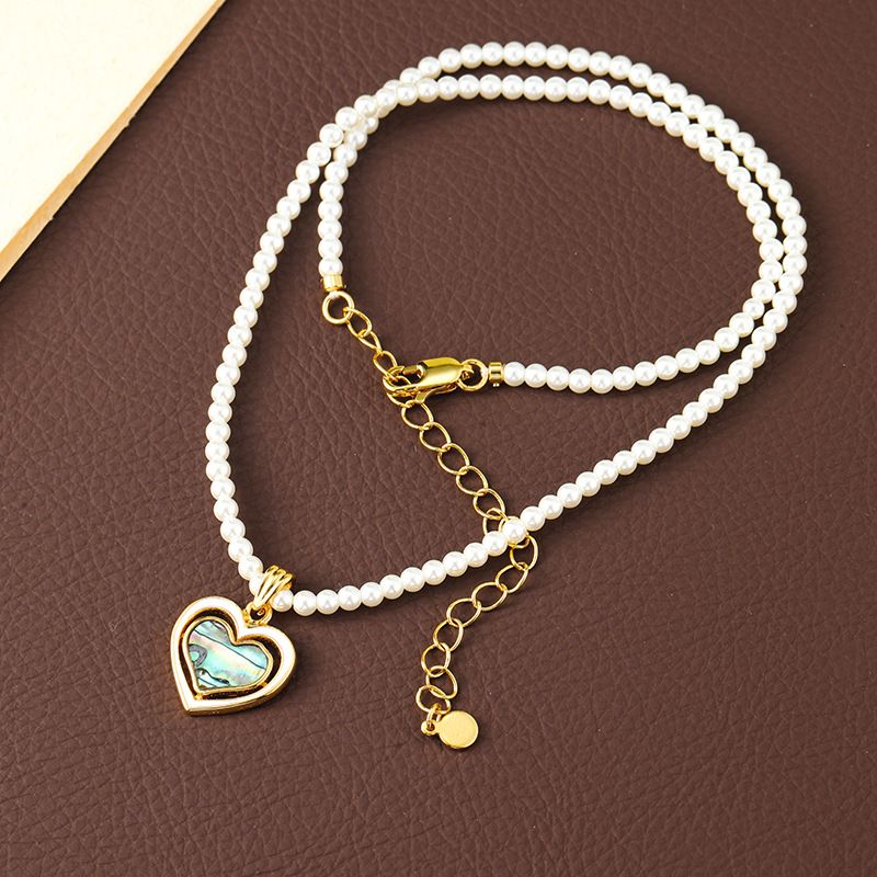 Abalone Shell Love Pendant Pearl Necklace Summer Women's Light Luxury Niche Temperament Versatile Clavicle Neck Chain_ipsvogv.com