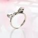 Women's Jewelry Elegant Bow Ring With Zircon Stones, Silver-Toned Copper Alloy Statement Ring For Valentine's Day, Birthday Gift, Fashion Accessory_ipsvogv.com