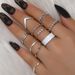 Multi Metal Fried Dough Twists Pearl 10 Piece Set Hollow Drop Oil Simple Opening Ring_ipsvogv.com