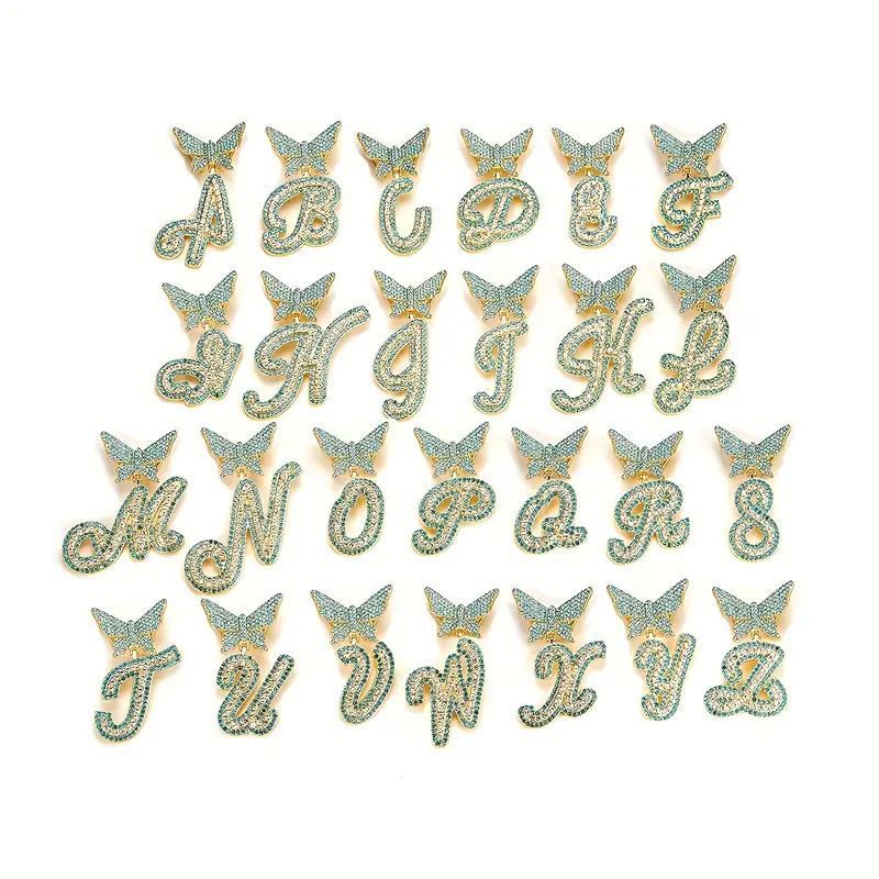 New diamond butterfly 26 English letters pendant hip hop accessories alloy personality love necklace_ipsvogv.com