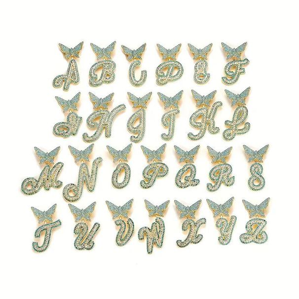New diamond butterfly 26 English letters pendant hip hop accessories alloy personality love necklace_ipsvogv.com