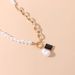 Geometric Lightweight Special-Shaped Pearl Pendant Necklace Women's Trendy Fashion Black Gemstone Necklace_ipsvogv.com