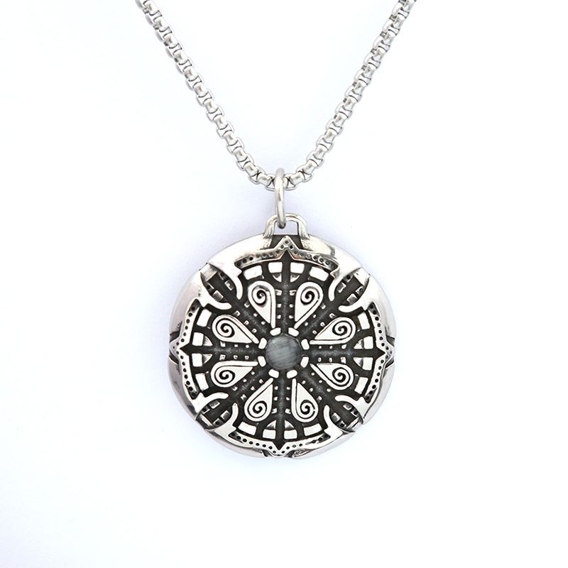 Men's Fashion Personalized Stainless Pendant Necklace Viking Odin Logo Compass Titanium Steel Clothing Neckchain_ipsvogv.com