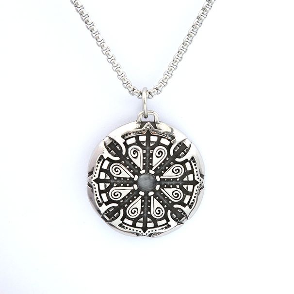 Men's Fashion Personalized Stainless Pendant Necklace Viking Odin Logo Compass Titanium Steel Clothing Neckchain_ipsvogv.com