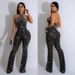 Women's solid color hot diamond sleeveless halterneck trousers jumpsuit_ipsvogv.com