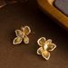 French Elegant Diamond Studded With Flower Petals, Women's Earrings, Light Luxury, High-end Temperament, Simple Silver_ipsvogv.com