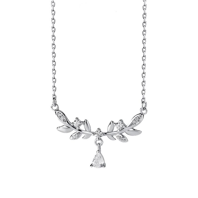 Laurel Goddess Necklace For Female Niche Design, Light Luxury Zircon Collarbone Chain, Ins Style Wheat Ear Pendant_ipsvogv.com